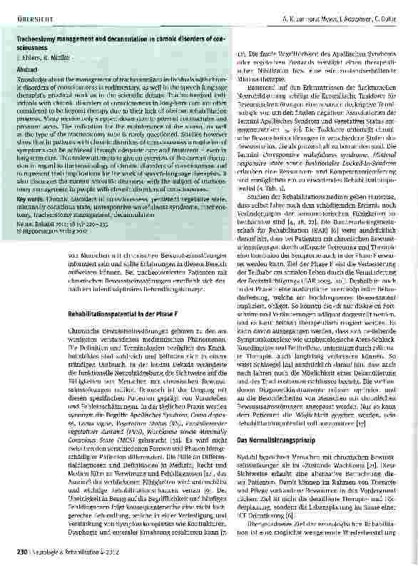 Vorschauseite 2: Trachealkanülenmanagement und Dekanülierung bei Menschen mit chronischen Bewusstseinsstörungen
