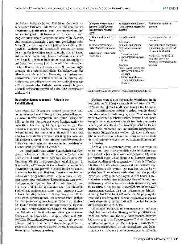 Vorschauseite 3: Trachealkanülenmanagement und Dekanülierung bei Menschen mit chronischen Bewusstseinsstörungen