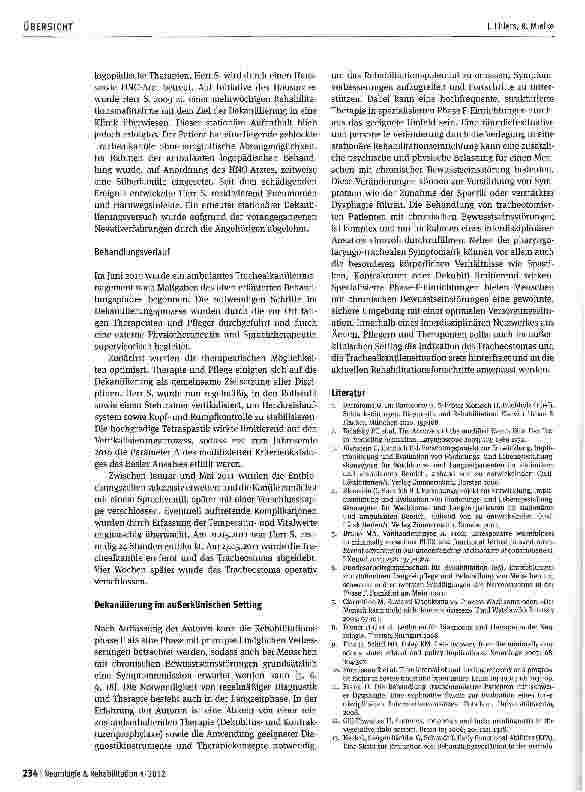 Vorschauseite 6: Trachealkanülenmanagement und Dekanülierung bei Menschen mit chronischen Bewusstseinsstörungen