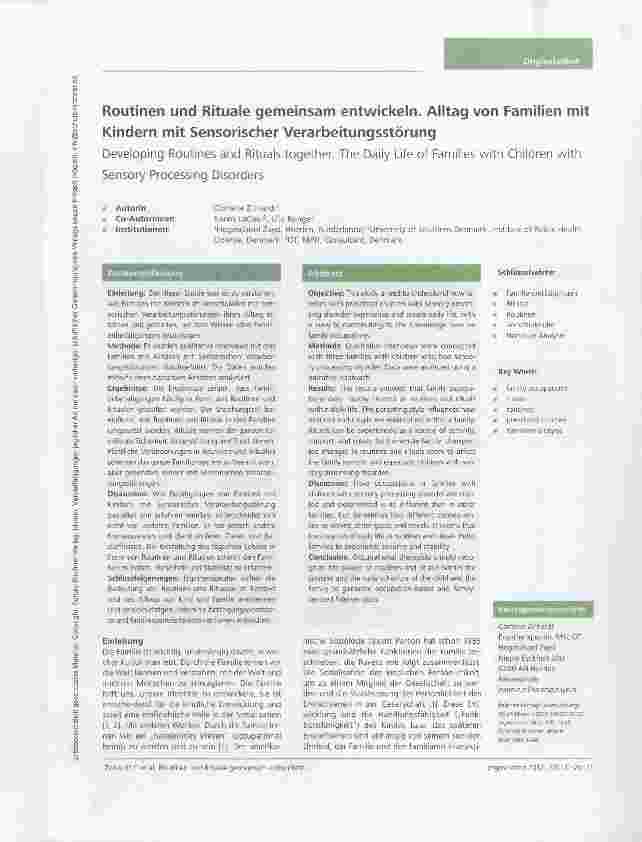 Vorschauseite 1: Routinen und Rituale gemeinsam entwickeln. Alltag von Familien mit Kindern mit Sensorischer Verarbeitungsstörung