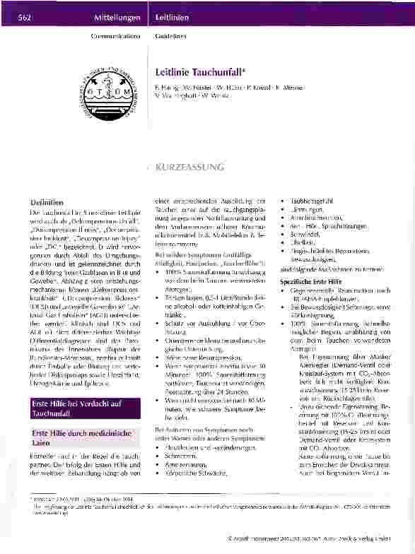 Vorschauseite 1: Leitlinie Tauchunfall