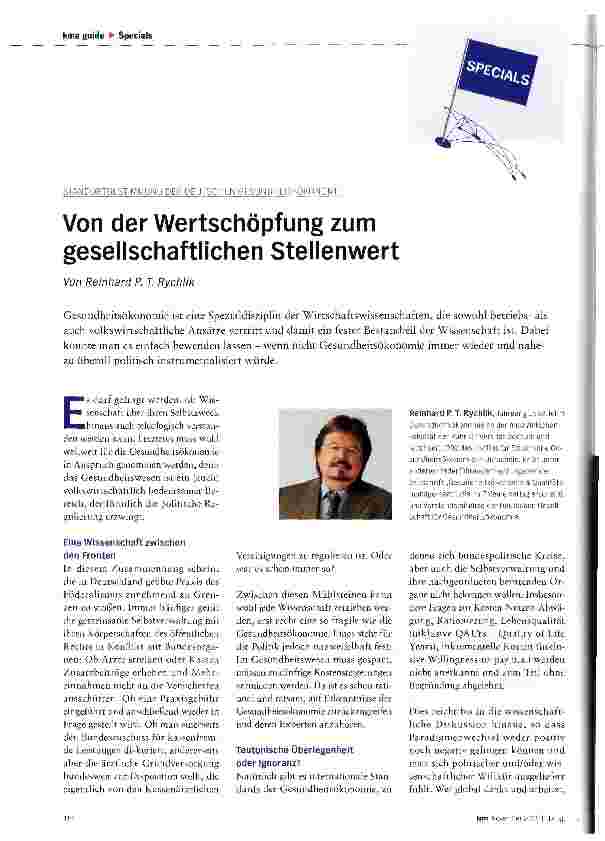 Vorschauseite 1: Von der Wertschöpfung zum gesellschaftlichen Stellenwert