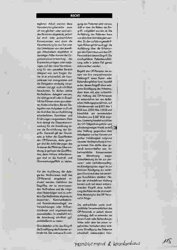 Vorschauseite 2: Die Tätigkeit des OP-Personals aus juristischer Sicht