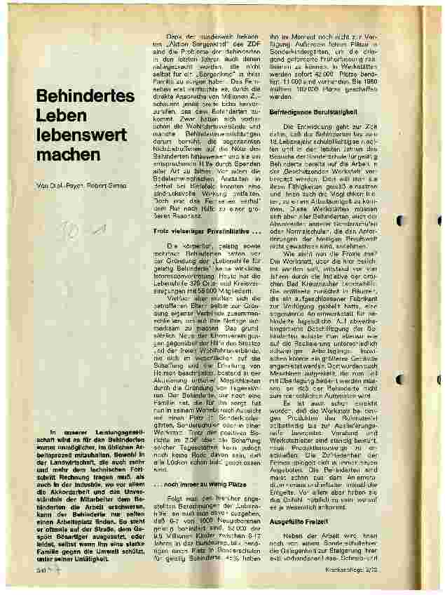 Vorschauseite 1: Behindertes Leben lebenswert machen
