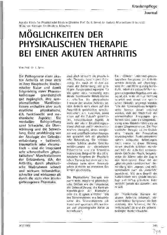 Vorschauseite 1: Möglichkeiten der physikalischen Therapie bei einer akuten Arthritis