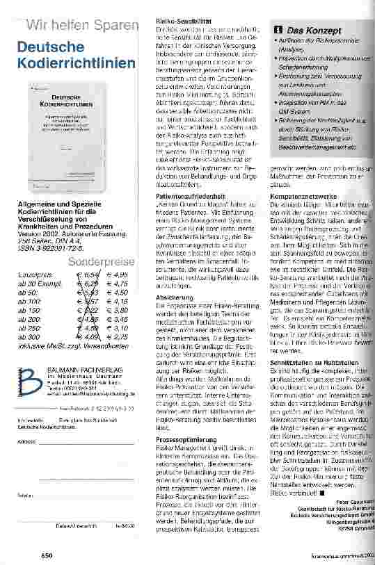 Vorschauseite 4: Damit keine Klagen kommen Zwingend notwendig: Risiko-Management für Krankenhäuser