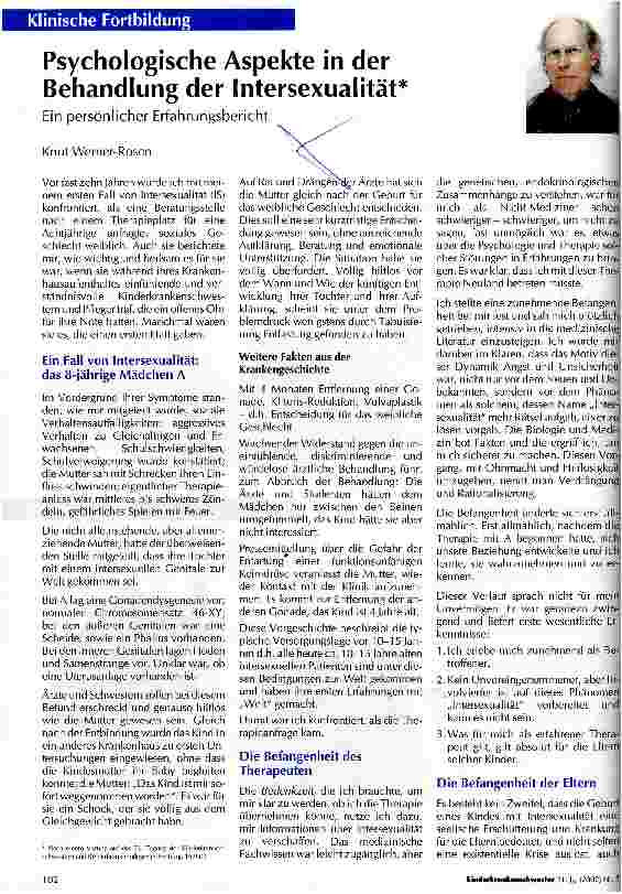 Vorschauseite 1: Psychologische Aspekte in der Behandlung der Intersexualität