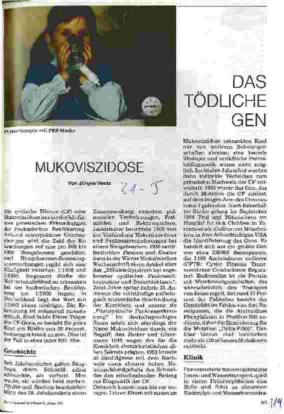 Vorschauseite 1: Mukoviszidose Das tödliche Gen
