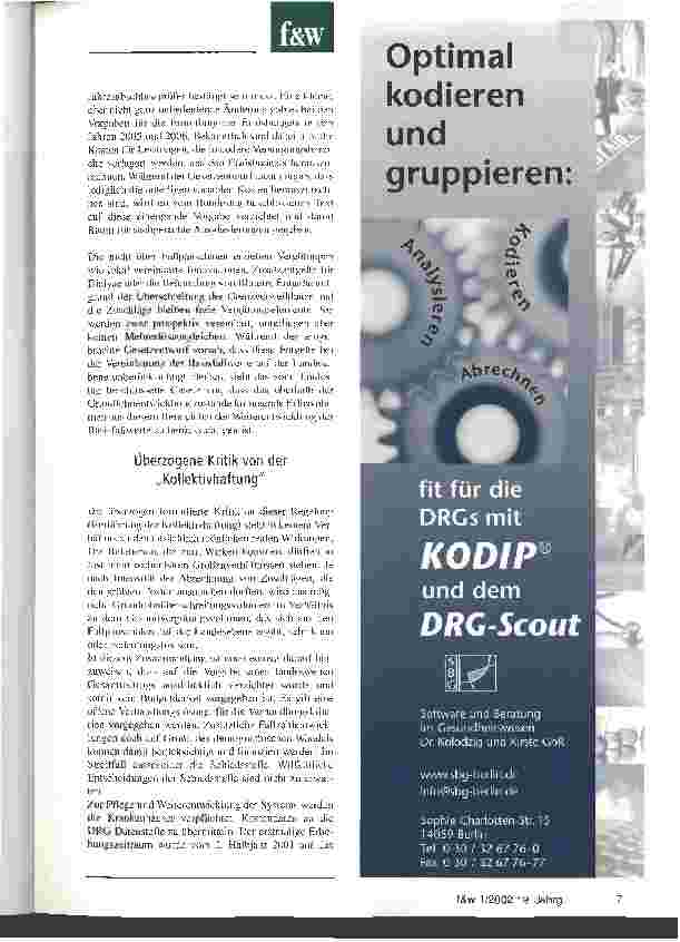 Vorschauseite 4: Die Kliniken auf dem Um-Weg ins Festpreissystem Vermittlungsverfahren für Fallpauschalengesetz erforderlich
