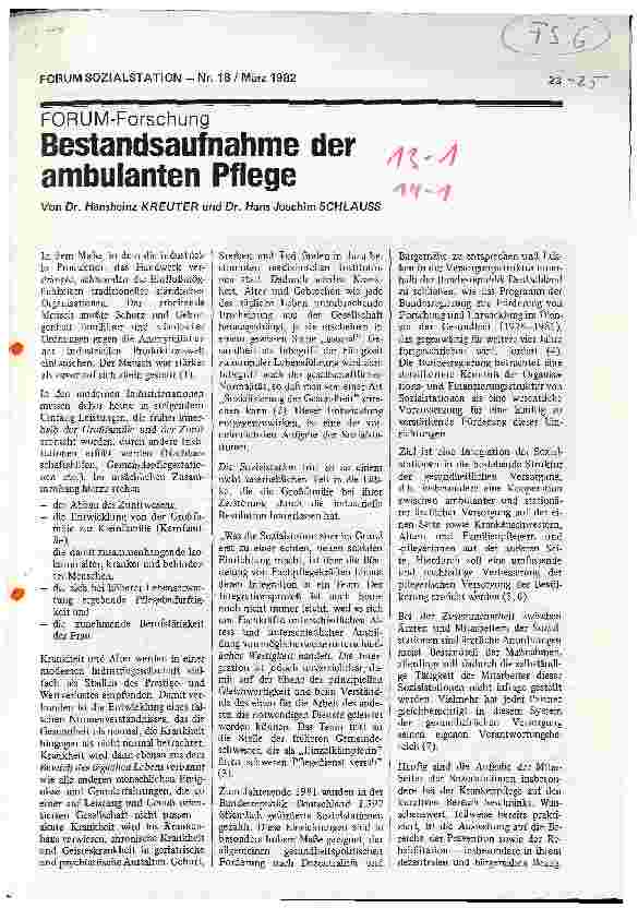 Vorschauseite 1: Bestandsaufnahme der ambulanten Pflege