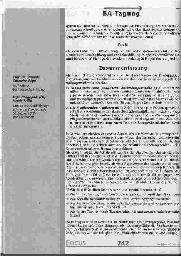 Vorschauseite 3: Lehrer/-in mit Lehramt Pflege: Eine Lehrerin, ein Lehrer ohne Schule...?