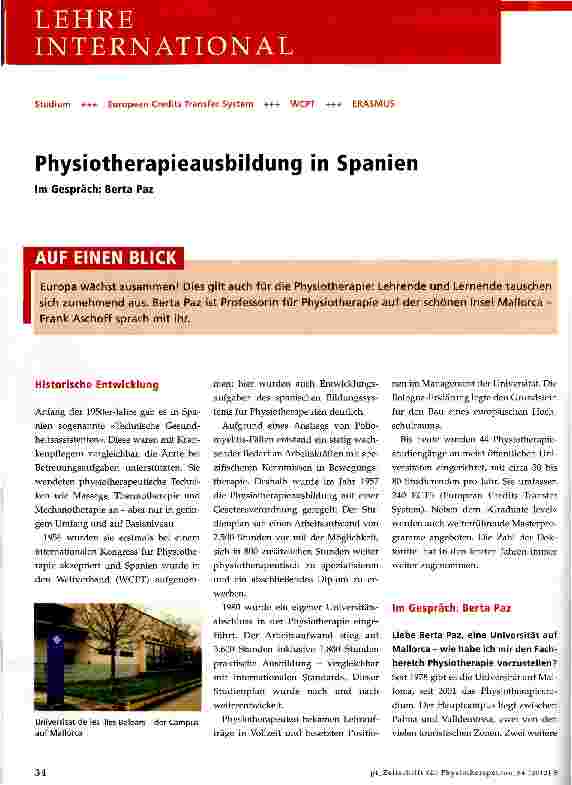 Vorschauseite 1: Physiotherapieausbildung in Spanien