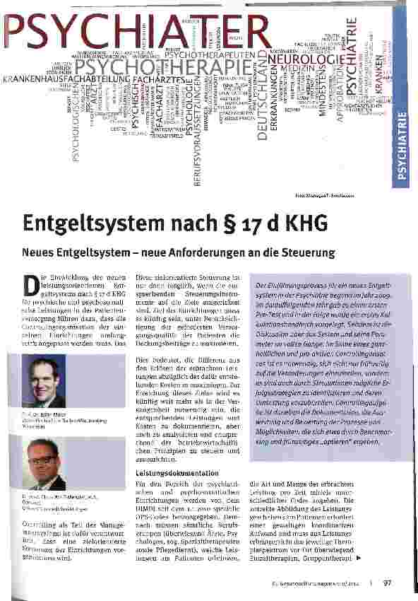 Vorschauseite 1: Entgeltsystem nach § 17 d KHGNeues Entgeltsystem - neue Anforderungen an die Steuerung
