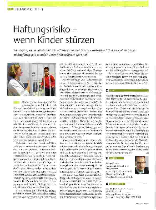 Vorschauseite 1: Haftungsrisiko -wenn Kinder stürzen