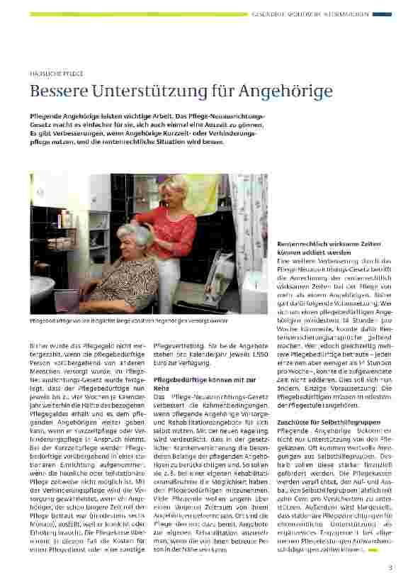 Vorschauseite 1: Bessere Unterstützung für Angehörige