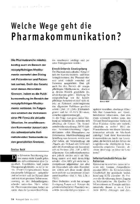 Vorschauseite 1: Welche Wege geht die Pharmakommunikation?
