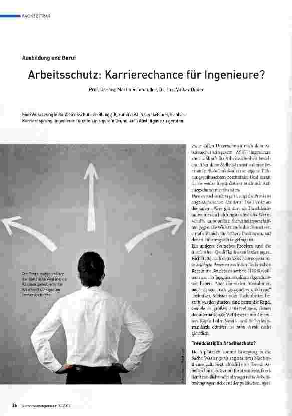 Vorschauseite 1: Arbeitsschutz: Karrierechance für Ingenieure?