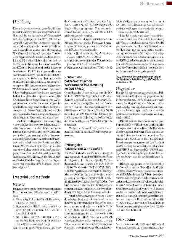 Vorschauseite 2: Bakteriostatische und bakterizide in-vitro-Wirksamkeit antimikrobieller Wundauflagen unter organischer Belastung