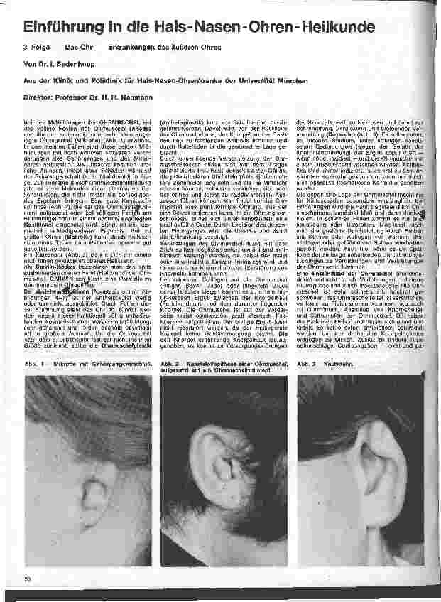 Vorschauseite 1: Einführung in die Hals - Nasen - Ohren - Heilkunde 3. Folge: Das Ohr - Erkrankungen des äußeren Ohres