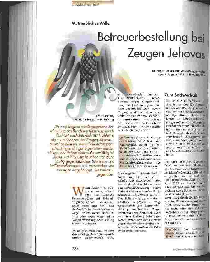 Vorschauseite 1: Betreuerbestellung bei Zeugen Jehovas