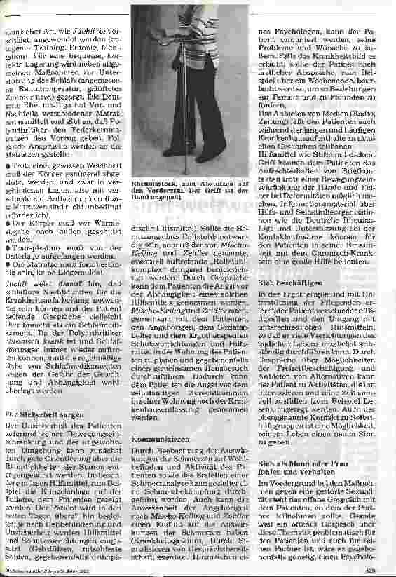 Vorschauseite 4: Pflege eines Patienten mit chronischer Polyarthritis 4. Folge (Schluß): Pflegemaßnahmen und Rehabilitation