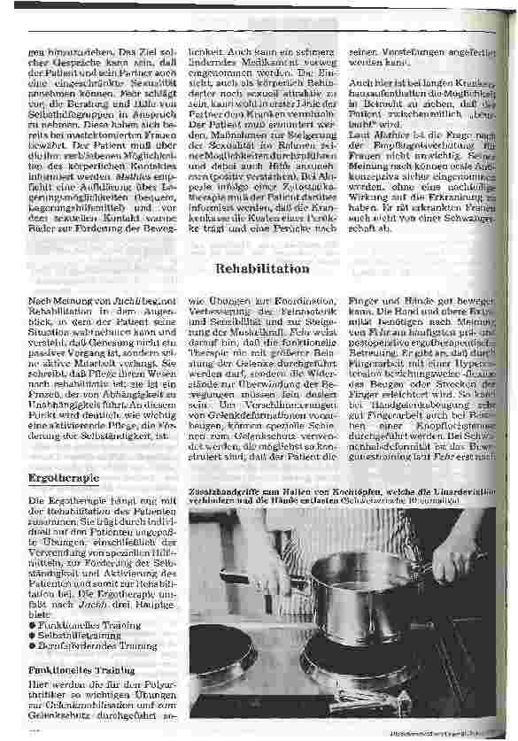 Vorschauseite 5: Pflege eines Patienten mit chronischer Polyarthritis 4. Folge (Schluß): Pflegemaßnahmen und Rehabilitation