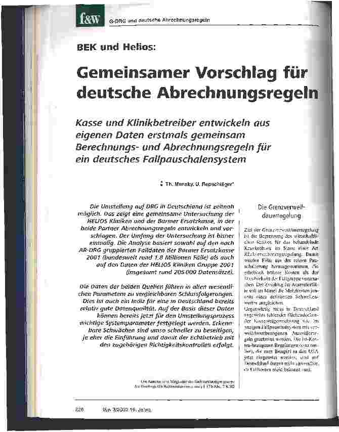 Vorschauseite 1: Gemeinsamer Vorschlag für deutsche Abrechnungsregeln
