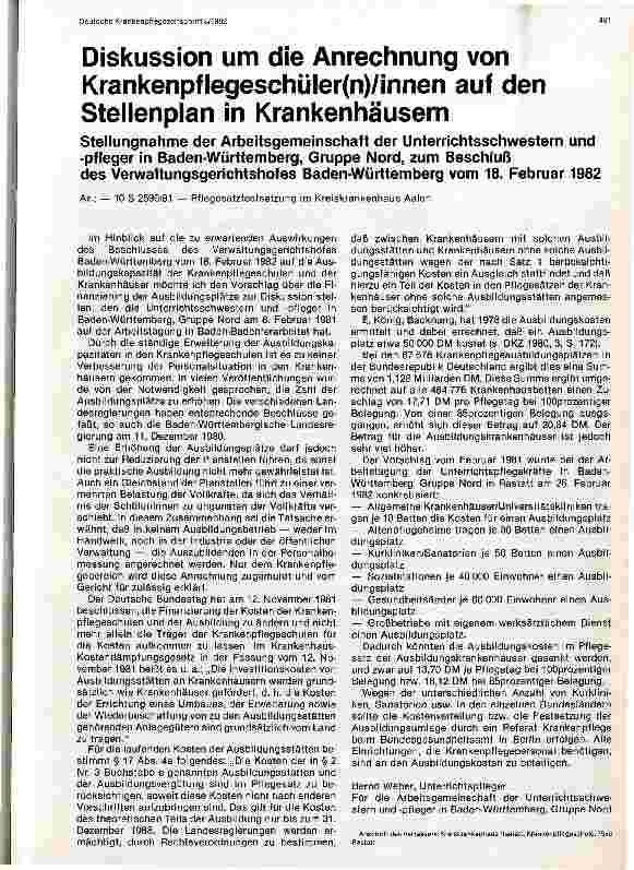 Vorschauseite 1: Diskussion um die Anrechnung von Krankenpflegeschüler(n)/innen auf den Stellenplan in Krankenhäusern.