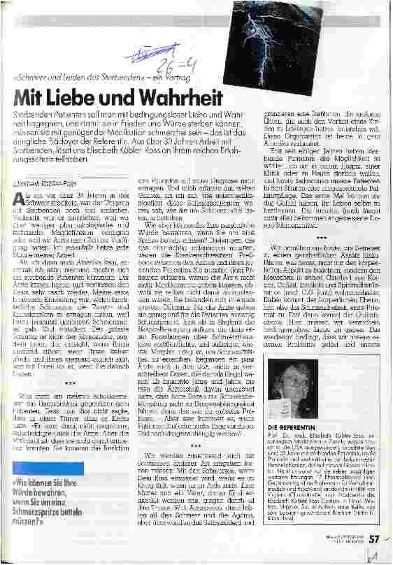 Vorschauseite 1: Mit Liebe und Wahrheit Schmerz und Leiden des Sterbendenein Vortrag