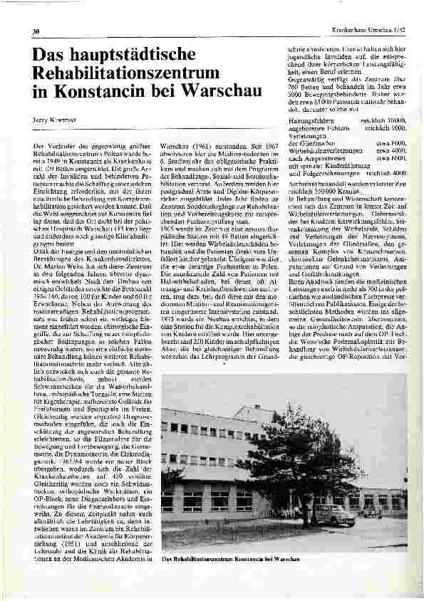 Vorschauseite 1: Das hauptstädtische Rehabilitationszentrum in Konstancin bei Warschau
