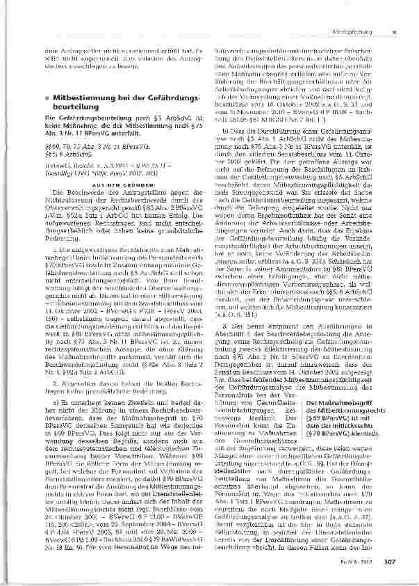 Vorschauseite 1: Mitbestimmung bei der Gefährdungsbeurteilung
