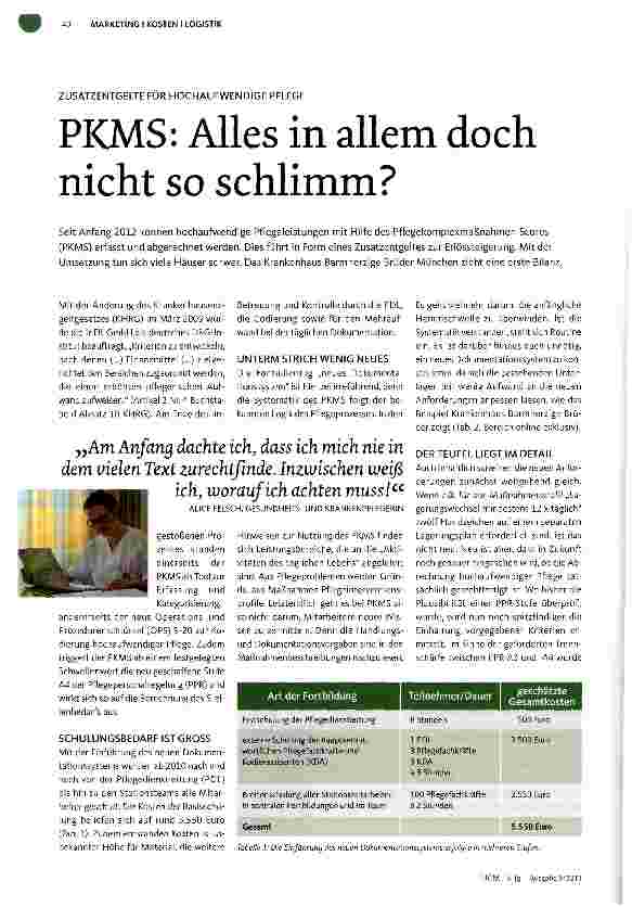 Vorschauseite 1: ZUSATZENTGELTE FÜR HOCHAUFWENDIGE PFLEGEPKMS: Alles in allem doch nicht so schlimm?