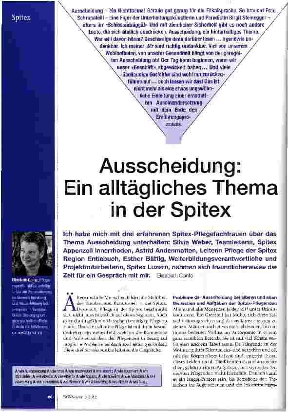 Vorschauseite 1: Ausscheidung: Ein alltägliches Thema in der Spitex