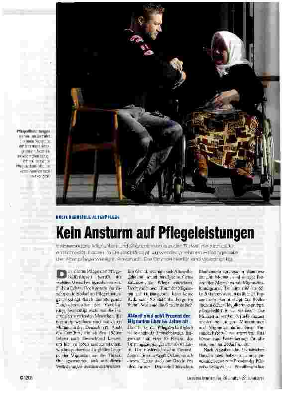 Vorschauseite 1: Kein Ansturm auf Pflegeleistungen