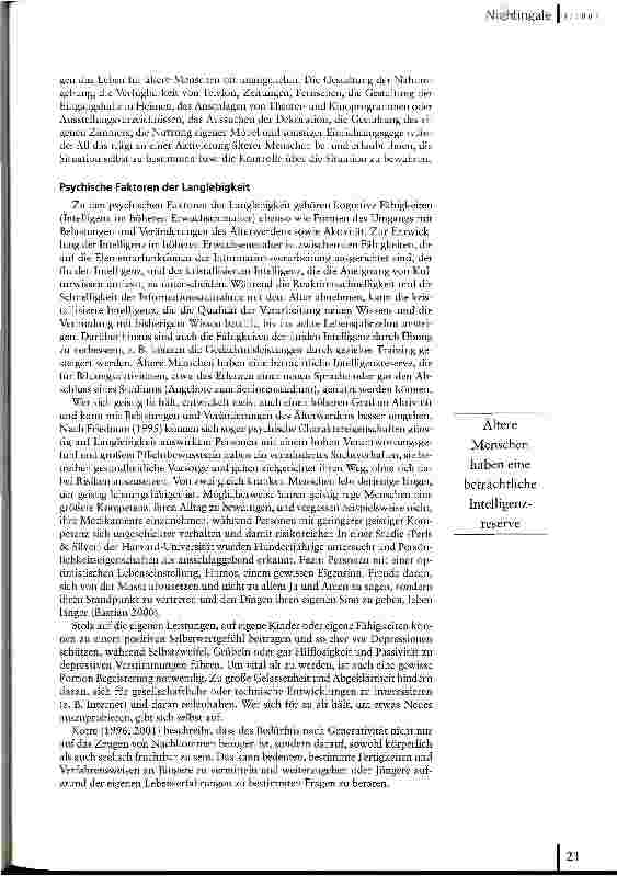 Vorschauseite 4: Aspekte der Langlebigkeit Plädoyer für einen notwendigen Wandel der Pflegekultur