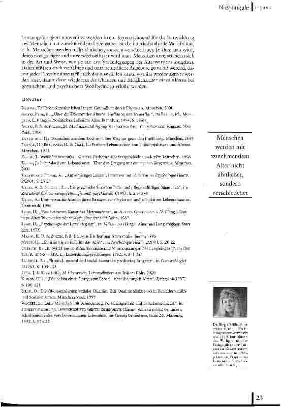 Vorschauseite 6: Aspekte der Langlebigkeit Plädoyer für einen notwendigen Wandel der Pflegekultur