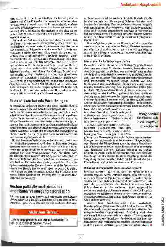 Vorschauseite 3: Gesetz fördert Betreuung Sterbender