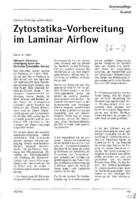 Vorschauseite 1: Zytostatika-Vorbereitung im Laminar Airflow