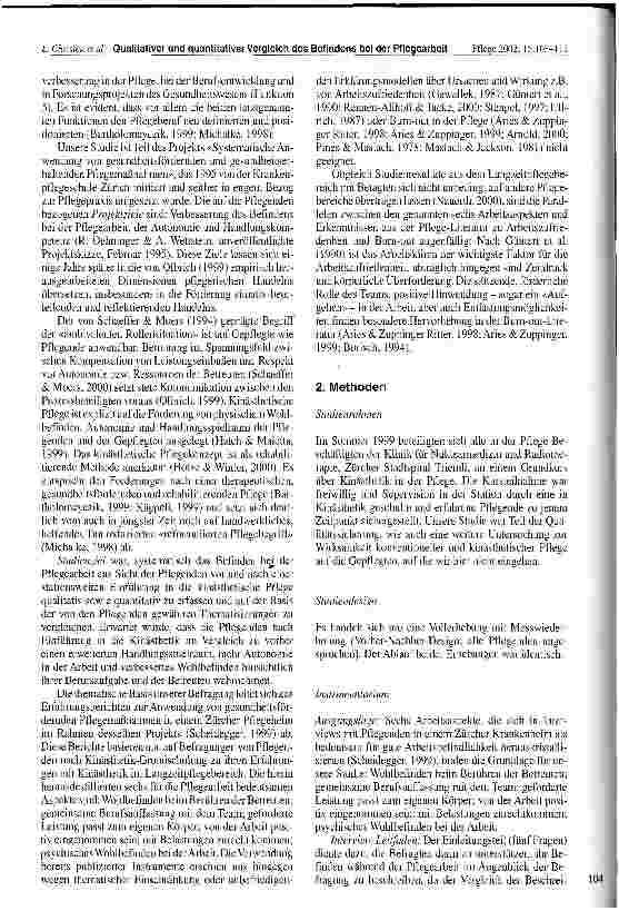 Vorschauseite 2: Qualitativer und quantitativer Vergleich des Befindens bei der Pflegearbeit vor und nach Kinästhetik-Grundschulungen in einer nuklearund radiotherapeutischen Klinik