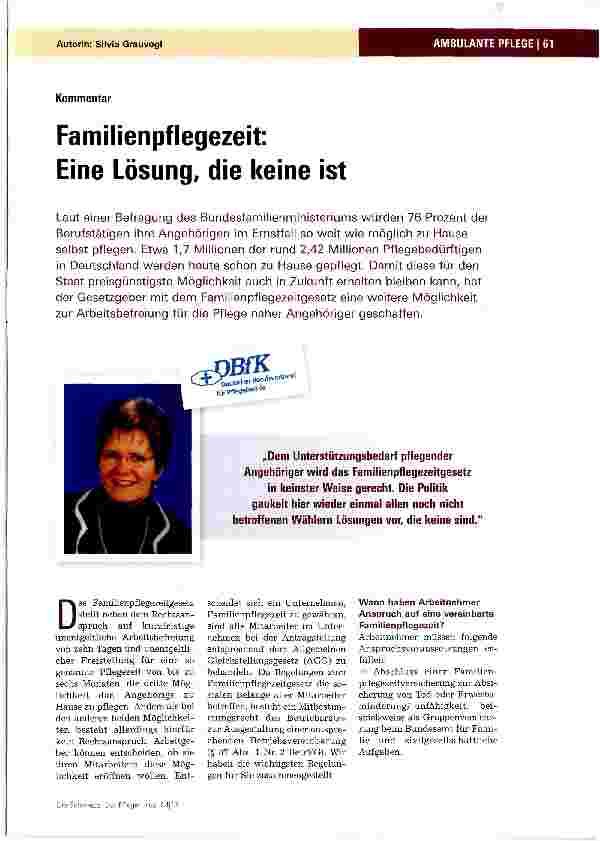 Vorschauseite 1: Familienpflegezeit: Eine Lösung, die keine ist
