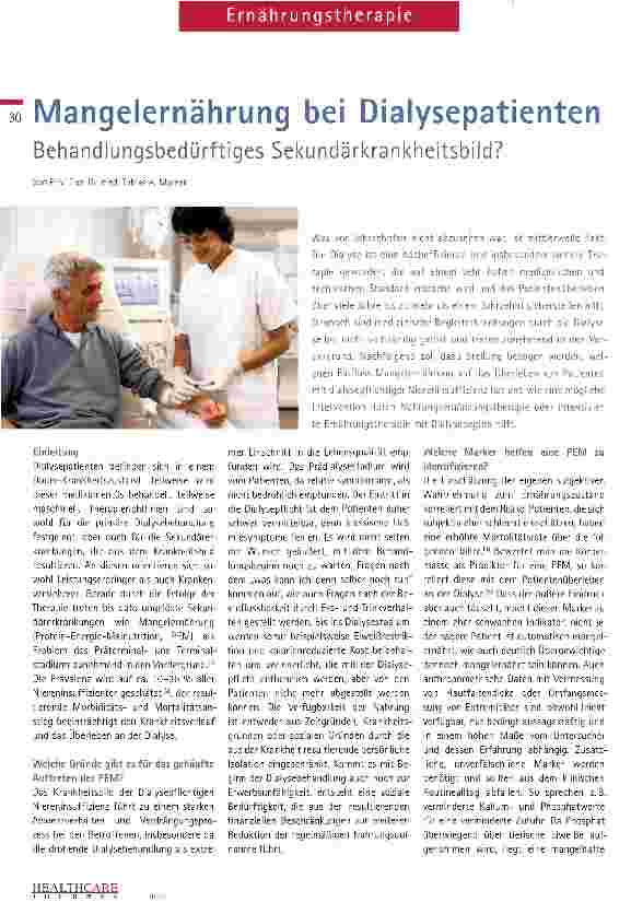 Vorschauseite 1: Mangelernährung bei Dialysepatienten