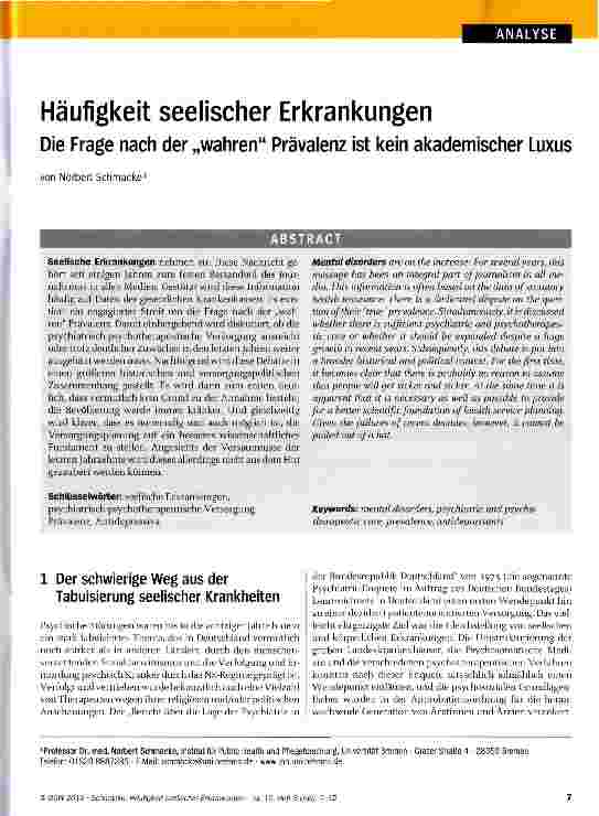 Vorschauseite 1: Häufigkeit seelischer Erkrankungen
