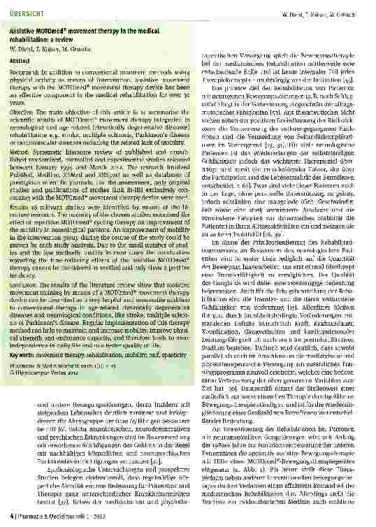 Vorschauseite 2: Apparativ-assistive MOTOmed Bewegungstherapie in der medizinischen Rehabilitation: eine Übersicht
