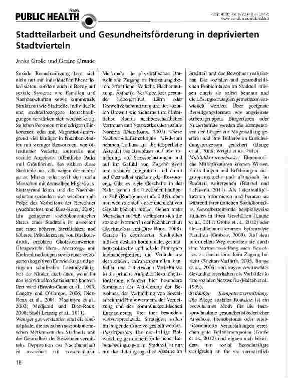Vorschauseite 1: Stadtteilarbeit und Gesundheitsförderung in deprivierten Stadtvierteln