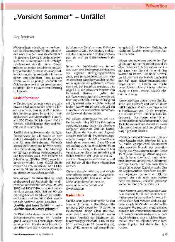 Vorschauseite 1: Vorsicht Sommer - Unfälle!