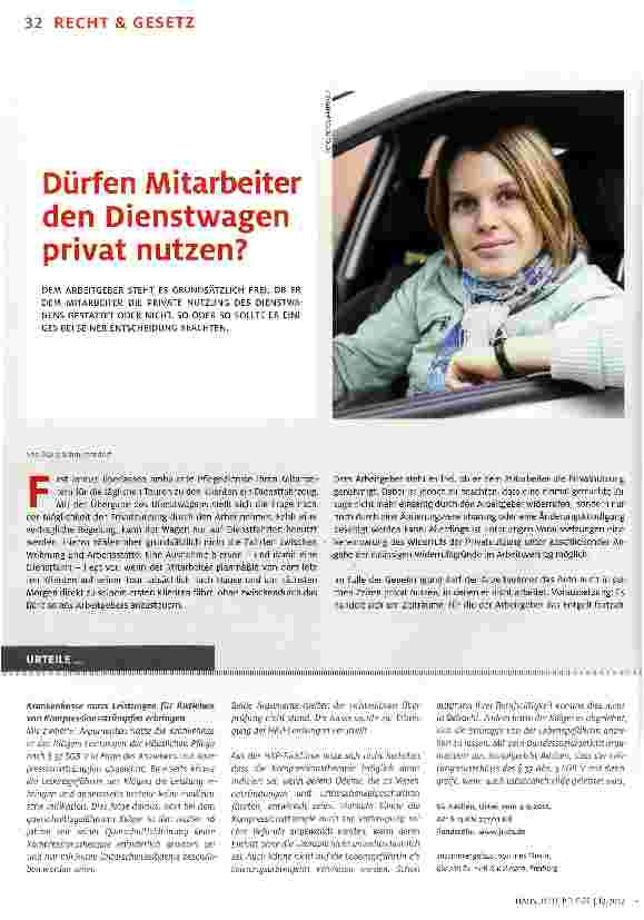 Vorschauseite 1: Dürfen Mitarbeiter den Dienstwagen privat nutzen?