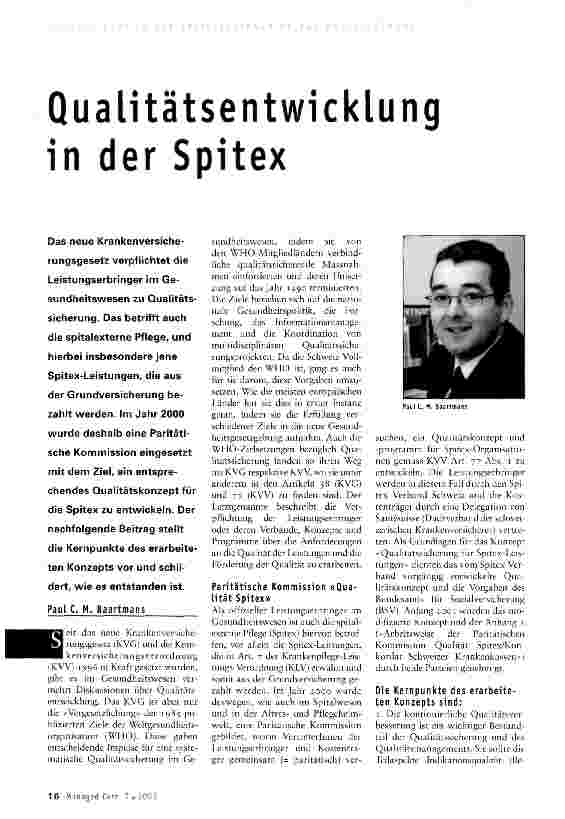 Vorschauseite 1: Qualitätsentwicklung in der Spitex
