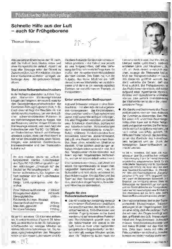 Vorschauseite 1: Schnelle Hilfe aus der Luft - auch für Frühgeborene