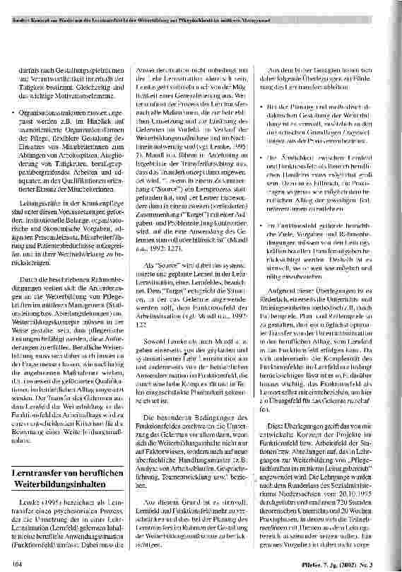 Vorschauseite 2: Konzept zur Förderung des Lerntransfers in der Weiterbildung zur Pflegefachkraft im mittleren Management