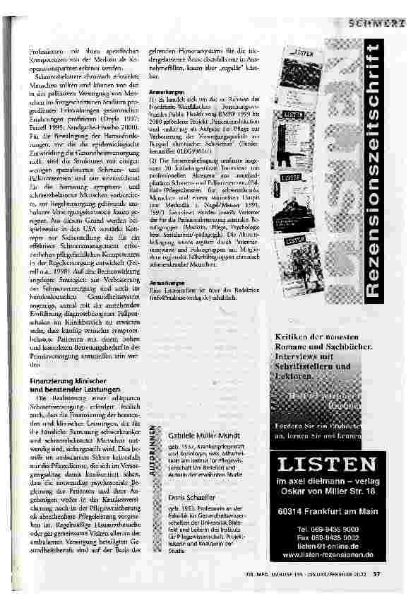 Vorschauseite 4: Schmerztherapeutischer Entwicklungsrückstand Versorgungssituation chronisch kranker schmerzbelasteter Patienten